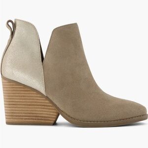 NWT Toms Taupe and Metallic Cream Ankle Bootie